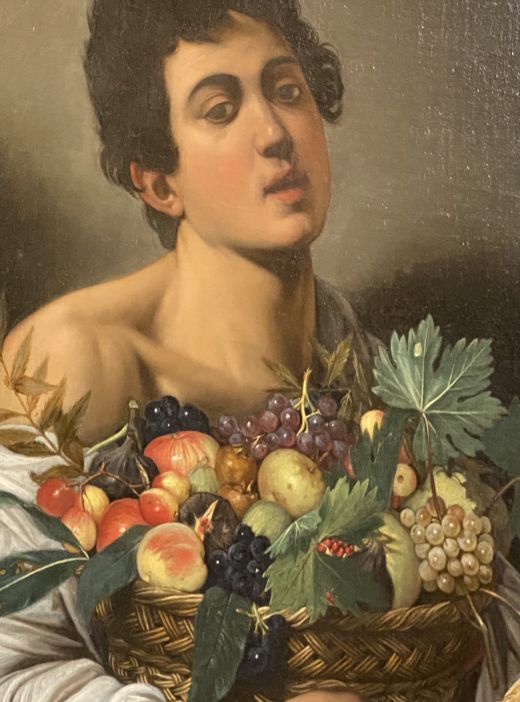 Detail des Gemäldes: Junge mit einem Obstkorb von Caravaggio 